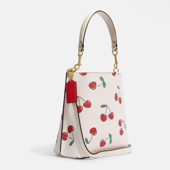 Coach Mollie Bucket 22 With Heart Cherry Print - Picture 2 of 5
